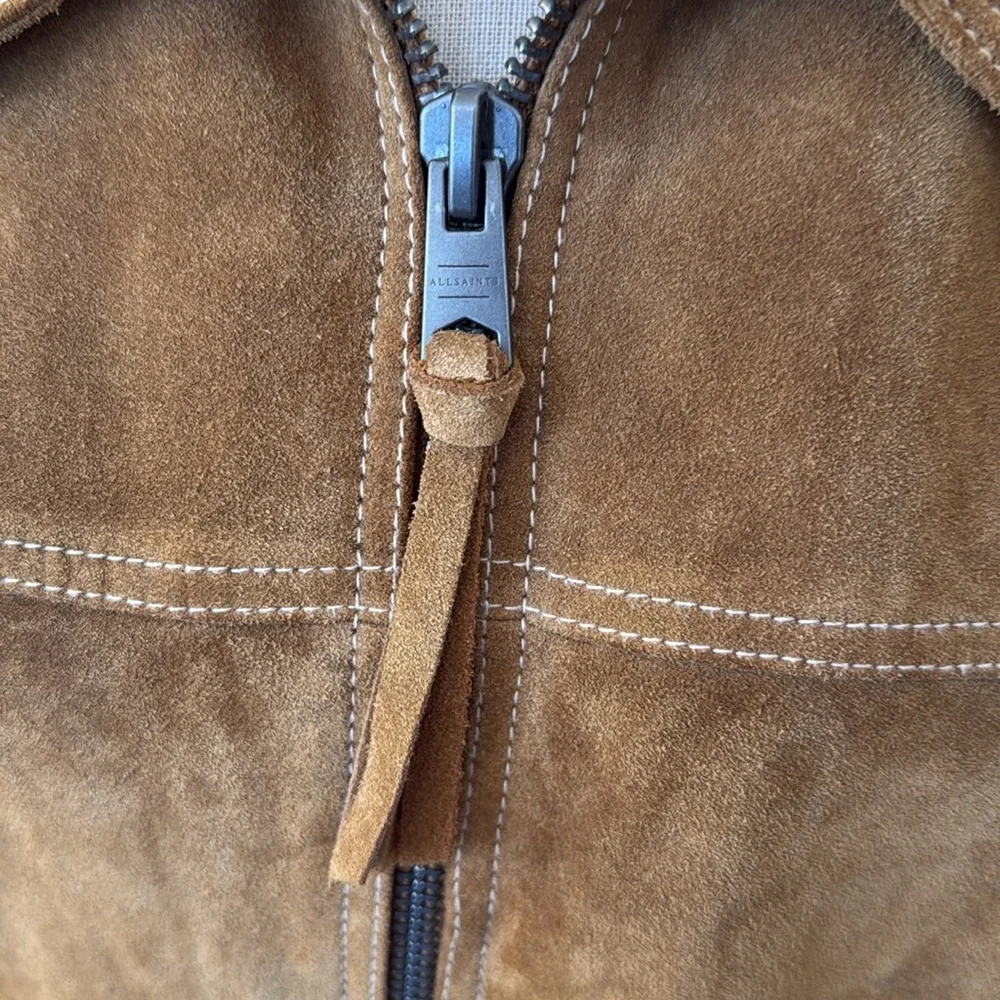 All Saints Men’s Marquez Suede Jacket - Size Medium Tobacco Brown - Picture 7 of 10
